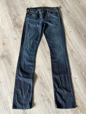 Citizens of Humanity Dark Blue Women's Straight-Leg low rise Jeans